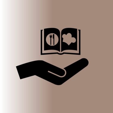 aşçı kitap ve el web simgesi, vektör çizim