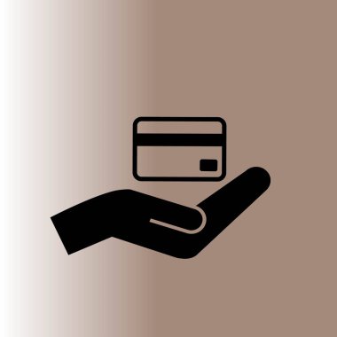 Kredi kartı web simgesi, vektör çizim holding