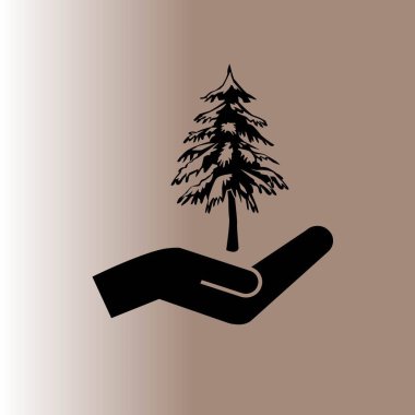 Ladin ve el web simgesi, vektör çizim