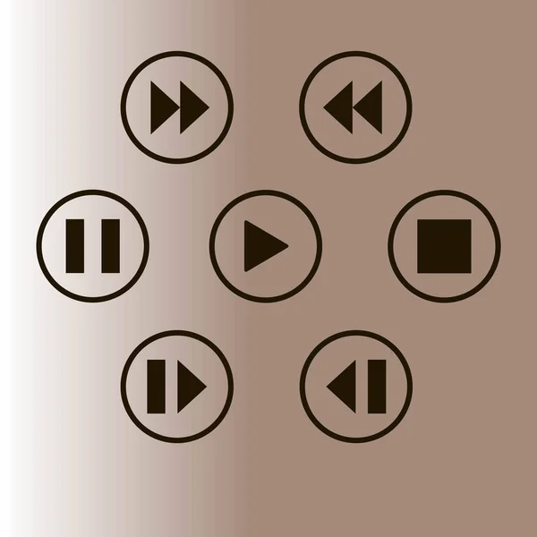 メディア プレーヤー コントロール ボタン Web アイコン セット ベクトル イラスト — ストックベクタ