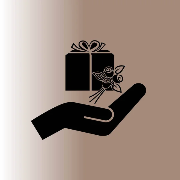 gift and hand web icon, vector illustration