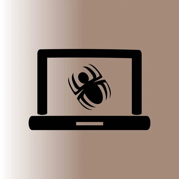 Computadora Portátil Está Infectado Por Icono Web Malware Vector Ilustración — Vector de stock
