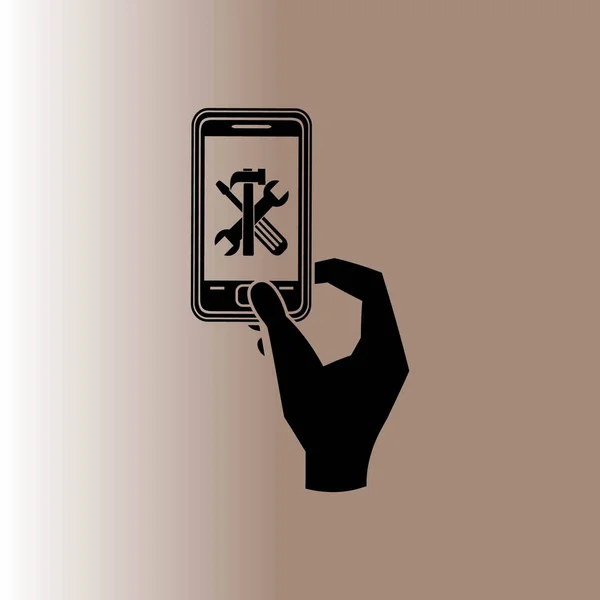 Réparation Téléphone Icône Web Main Illustration Vectorielle — Image vectorielle