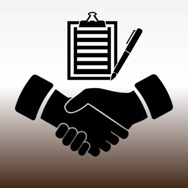 el sıkışma ve imzalı kağıt web simgesi, vektör çizim degrade kahverengi ve beyaz