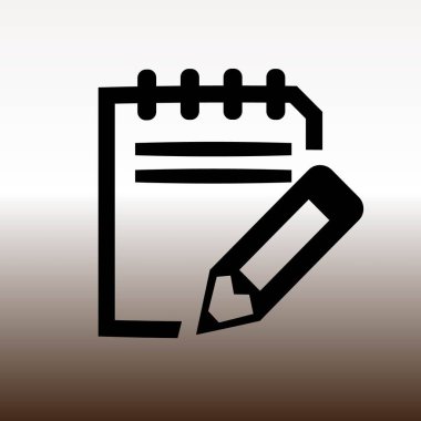 defter ve kalem web simgesi, vektör çizim degrade kahverengi ve beyaz