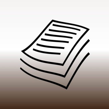 Kağıtları web simgesi, vektör çizim degrade kahverengi ve beyaz
