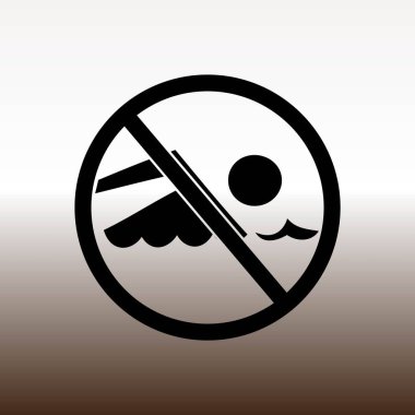 yasak işareti web simgesi yüzmek, degrade kahverengi ve beyaz illüstrasyon vektör için