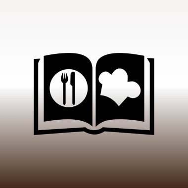aşçı kitap web simgesi, vektör çizim degrade kahverengi ve beyaz