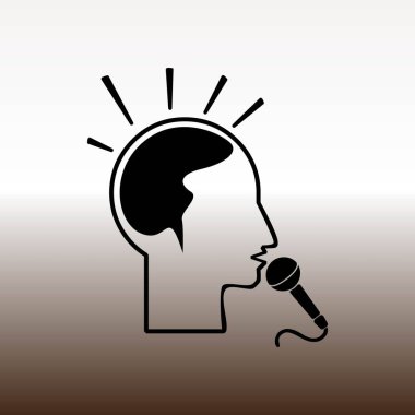 kafasında konsept web simgesi, vektör çizim degrade kahverengi ve beyaz ifadesi