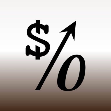 yüzde ile dolar ve ok web simgesi, vektör çizim degrade kahverengi ve beyaz