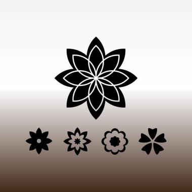 çiçek web simgeler ayarla, degrade kahverengi ve beyaz illüstrasyon vektör