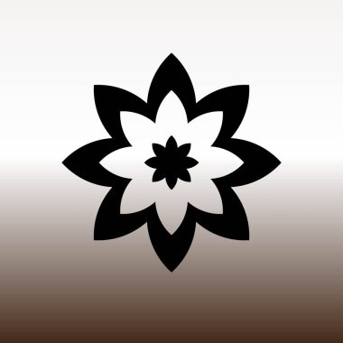 çiçek web simgesi, vektör çizim degrade kahverengi ve beyaz