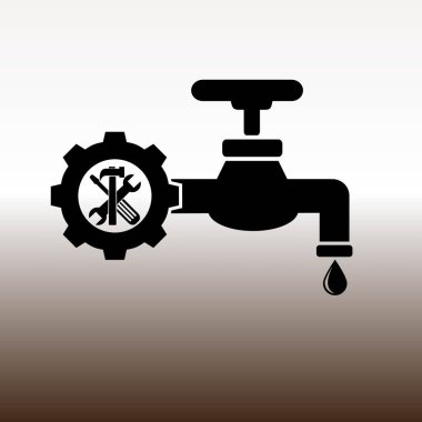 musluk ve araçları web simgesi, vektör çizim degrade kahverengi ve beyaz