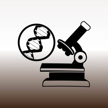 mikroskop web simgesi, vektör çizim degrade kahverengi ve beyaz