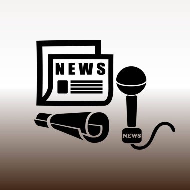 haber web simgesi, vektör çizim degrade kahverengi ve beyaz