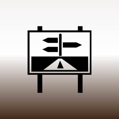 yol işareti ile okları web simgesi, vektör çizim degrade kahverengi ve beyaz