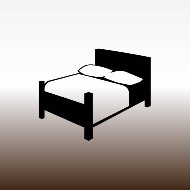 Yatak web simgesi, vektör çizim degrade kahverengi ve beyaz