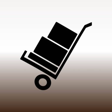 kutuları web simgesi, vektör çizim degrade kahverengi ve beyaz ile sepeti