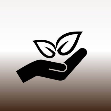 yandan web simgesi, vektör çizim degrade kahverengi ve Beyaz yaprakları