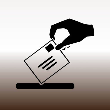 kartpostal web simgesi, vektör çizim degrade kahverengi ve beyaz el