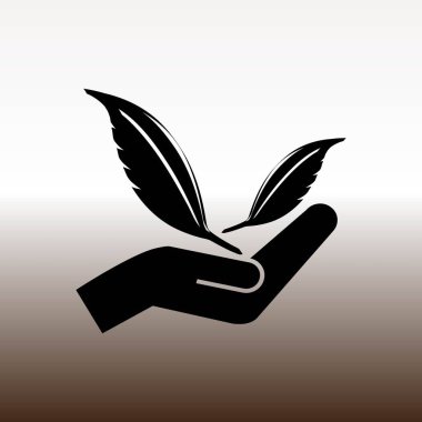 yandan web simgesi, vektör çizim degrade kahverengi ve Beyaz yaprakları