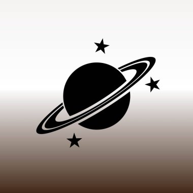 web gezegen Satürn ve yıldız kutsal kişilerin resmi, vektör çizim degrade kahverengi ve beyaz