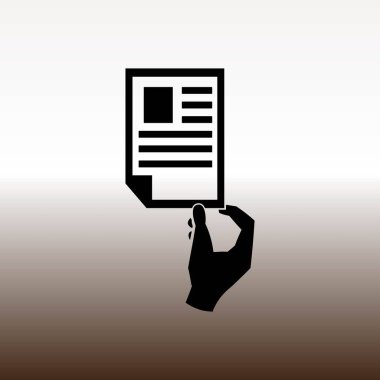 elinde belge web simgesi, vektör çizim degrade kahverengi ve beyaz