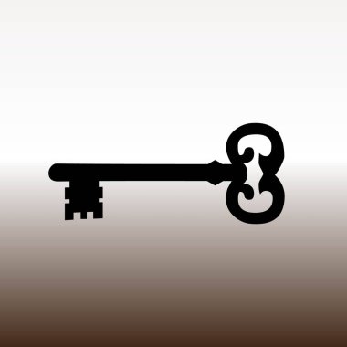 Vintage anahtar web simgesi, vektör çizim degrade kahverengi ve beyaz