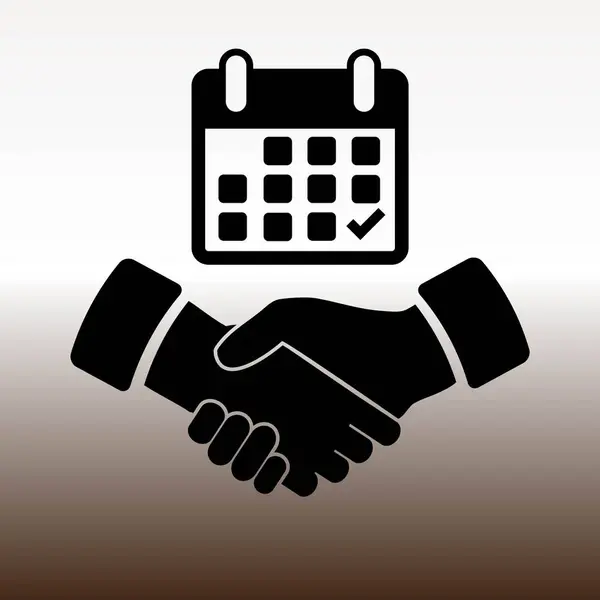 Kalender Und Handshake Web Icon Vektorabbildung Auf Farbverlauf Braun Weiß — Stockvektor