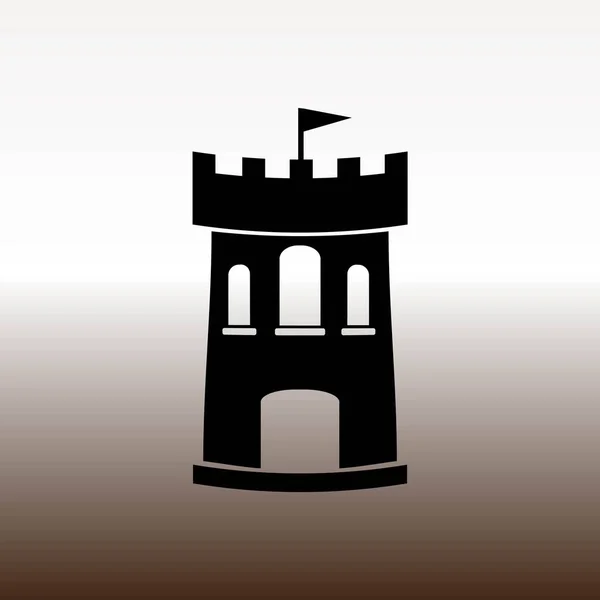 Ícone Web Castelo Ilustração Vetorial Gradiente Marrom Branco — Vetor de Stock