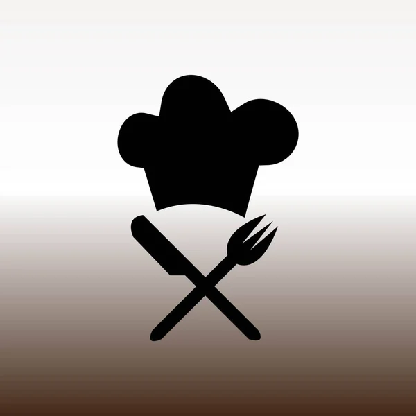 Chapeau Cuisine Avec Fourchette Croisée Icône Toile Couteau Illustration Vectorielle — Image vectorielle