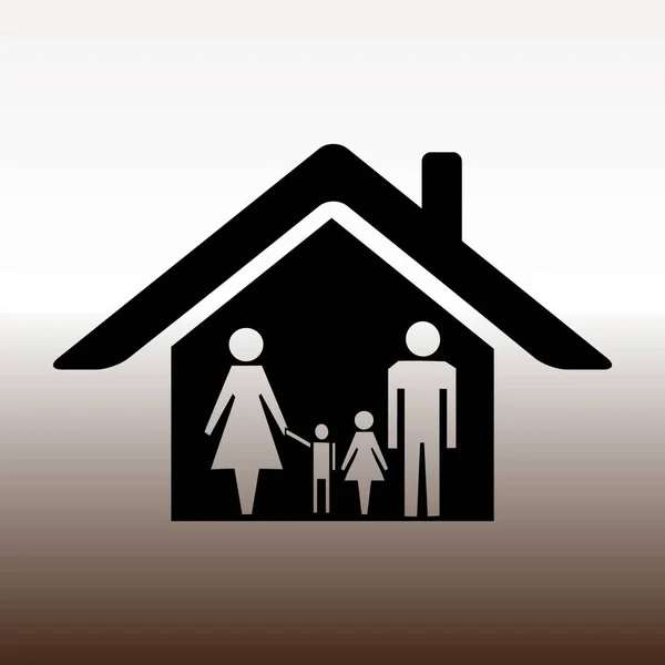 Family Home Web Icon Vector Illustration Gradient Brown White — Stock Vector