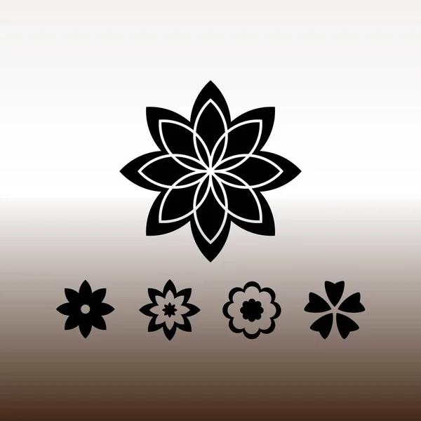 Blumen Web Icons Gesetzt Vektor Illustration Auf Gradienten Braun Und — Stockvektor