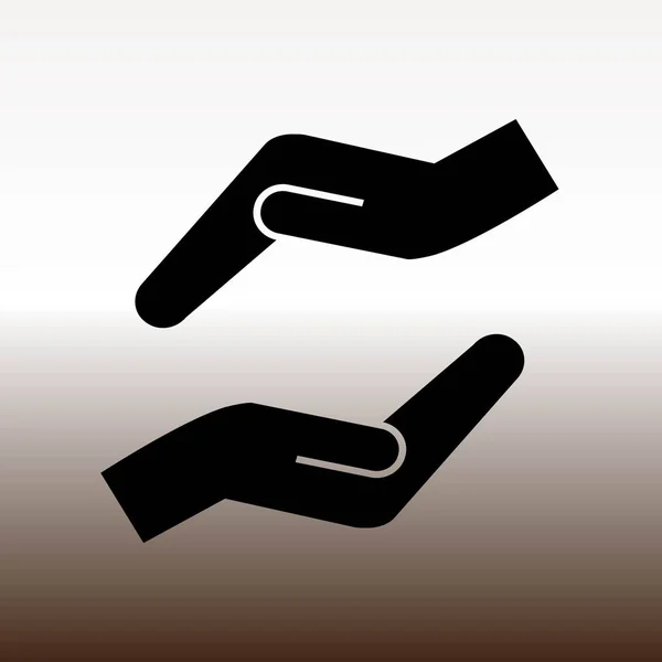 Protecting Hands Web Icon Vector Illustration Gradient Brown White — Stock Vector