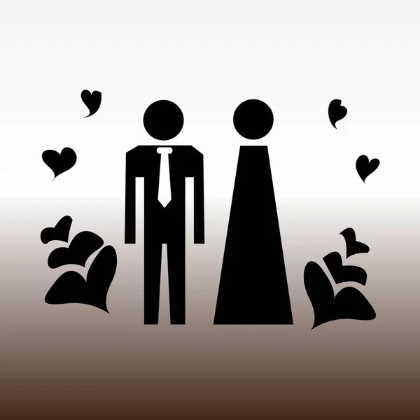 Couple Hearts Web Icon Vector Illustration Gradient Brown White — Stock Vector