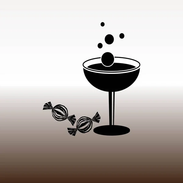 Snoepjes Cocktail Web Icon Vectorillustratie Kleurovergang Bruin Wit — Stockvector