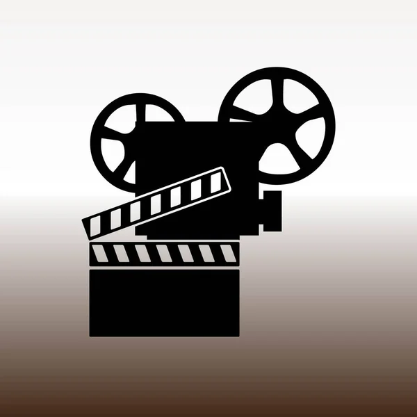 Clapperboard Film Camera Web Icon Vector Illustration Gradient Brown White — Stock Vector