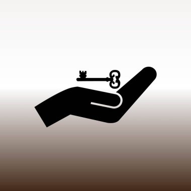 yandan anahtar web simgesi, vektör çizim degrade kahverengi ve beyaz