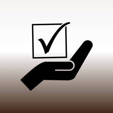 kene el web simgesi, vektör çizim degrade kahverengi ve beyaz oy