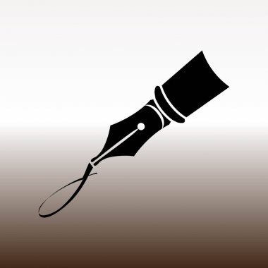 mürekkep kalem web simgesi, vektör çizim degrade kahverengi ve beyaz