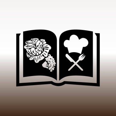 aşçı kitap gül web simgesi, vektör çizim degrade kahverengi ve beyaz