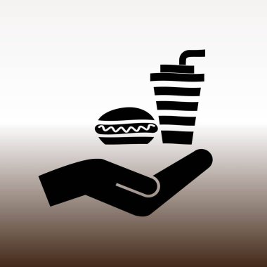 Gıda el web simgesi üzerinde hızlı, degrade kahverengi ve beyaz illüstrasyon vektör