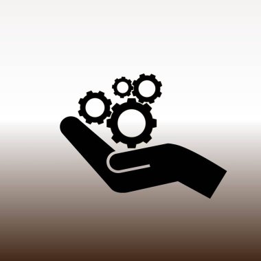 cogwheels el web simgesi üzerinde vektör çizim degrade kahverengi ve beyaz