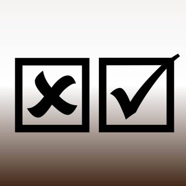 çapraz ve kene oy web simgeler, vektör çizim degrade kahverengi ve beyaz