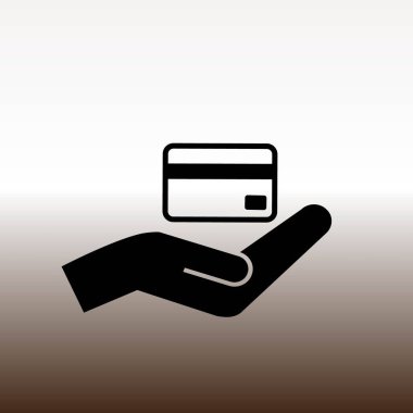 kredi kartı el web simgesi üzerinde degrade kahverengi ve beyaz illüstrasyon vektör