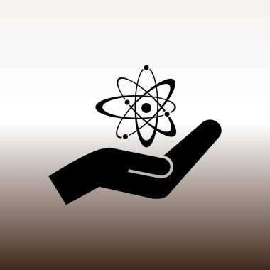 Atom web simgesi, vektör çizim degrade kahverengi ve beyaz