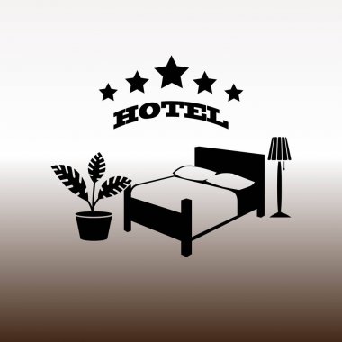 Beş yıldızlı otel yatak web simgesi, vektör çizim degrade kahverengi ve beyaz
