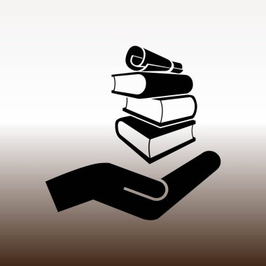 yığın-in yandan web simgesi, vektör çizim degrade kahverengi ve beyaz kitaplar