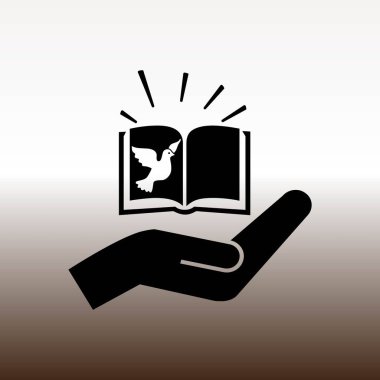 İncil yandan web simgesi yaptırın, degrade kahverengi ve beyaz illüstrasyon vektör