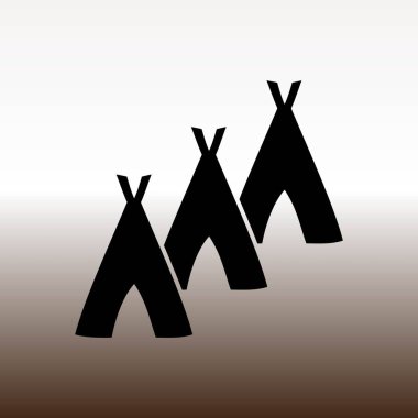 Üç çadır web simgesi, vektör çizim degrade kahverengi ve beyaz